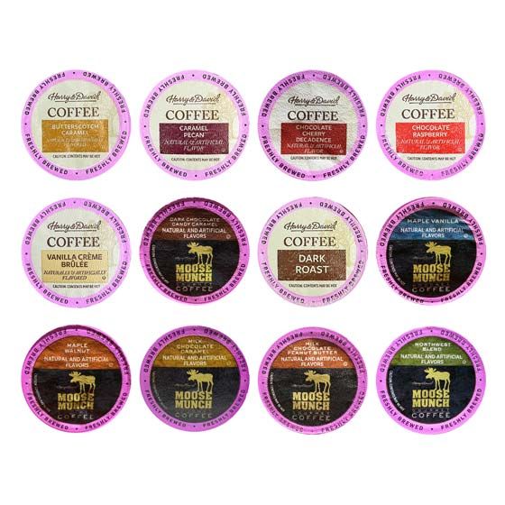  Harry & David And Moose Munch Single Serve Coffee Sampler, 12 Flavors (3 Cups Each) 