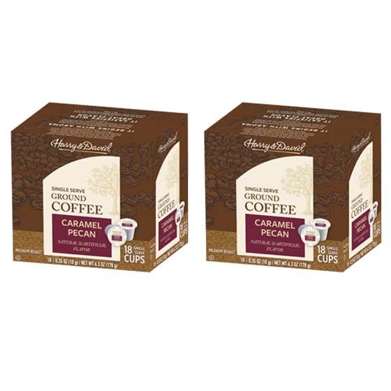  Harry & David Caramel Pecan, Medium Roast, Single Serve Coffee, 2/18 Count