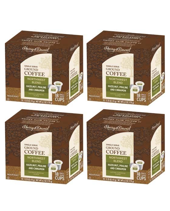  Harry & David Northwest Blend Single Serve Cups Coffee 4/18 Ct (72 Cups Total)