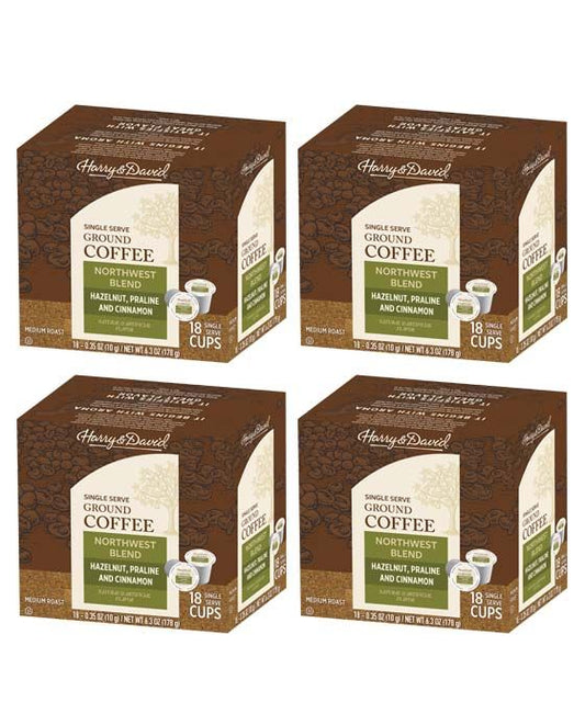  Harry & David Northwest Blend Single Serve Cups Coffee 4/18 Ct (72 Cups Total)