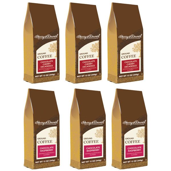  Harry & David Chocolate Cherry Decadence, Chocolate Raspberry Ground Coffee 6 Bags (12 Oz Each)