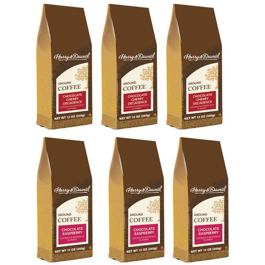  Harry & David Chocolate Cherry Decadence, Chocolate Raspberry Ground Coffee 6 Bags (12 Oz Each)