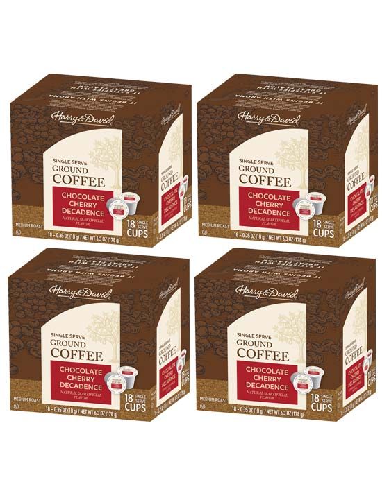  Harry & David Chocolate Cherry Decadence Single Serve Coffee, 4/18 Count