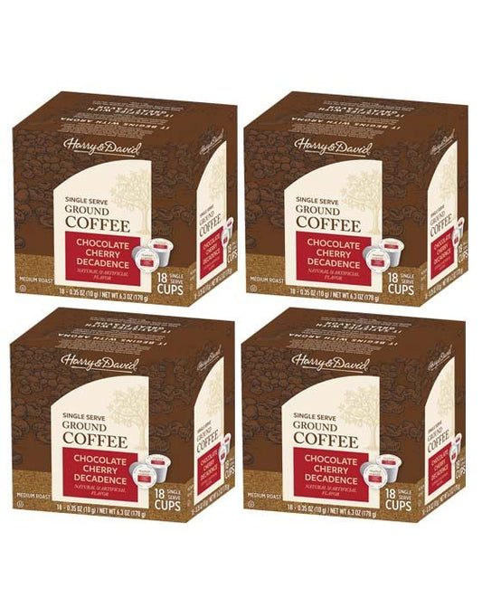  Harry & David Chocolate Cherry Decadence Single Serve Coffee, 4/18 Count
