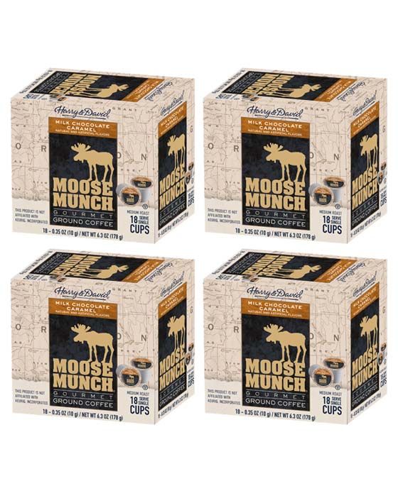  Harry & David Milk Chocolate Caramel Moose Munch Single-Serve Coffee 4/18 Count
