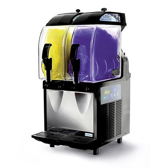  Crathco I-PRO 2E (1206-002) Black 16'' Countertop Double 2.9 Gallon Granita / Slushy / Frozen Beverage Dispenser With Electronic Controls, 115V