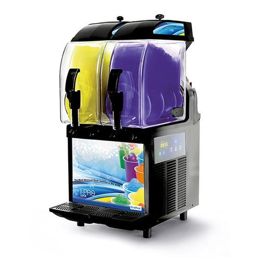  Crathco I-PRO 2E W/ LIGHT (1206-003) Black 16'' Countertop Double 2.9 Gallon Granita / Slushy / Frozen Beverage Dispenser With Lighted Front Panel And Electronic Controls, 115V