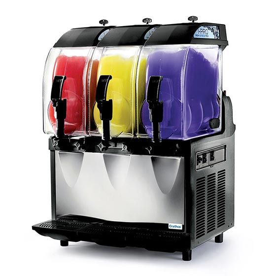  Crathco I-PRO 3M (1206-004) Black 24" Countertop Triple 2.9 Gallon Granita / Slushy / Frozen Beverage Dispenser With Mechanical Controls, 115V