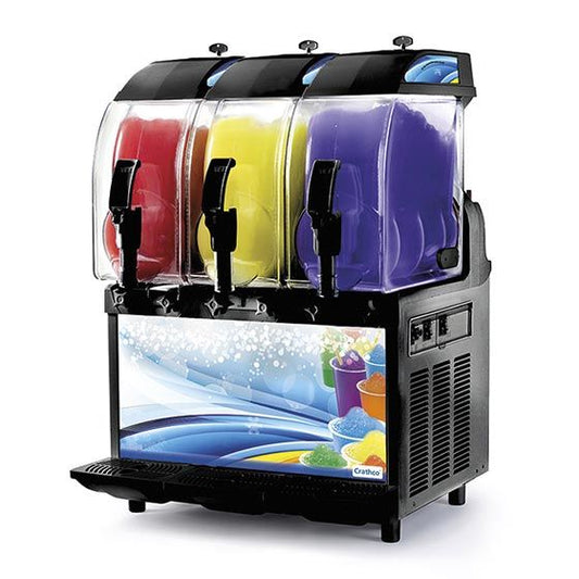  Crathco I-PRO 3M W/ LIGHT (1206-005) Black 24" Countertop Triple 2.9 Gallon Granita / Slushy / Frozen Beverage Dispenser With Lighted Front Panel And Mechanical Controls, 115V