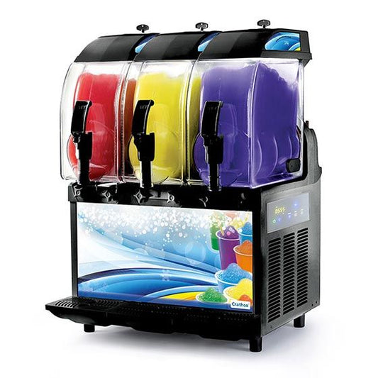  Crathco I-PRO 3E W/ LIGHT (1206-007) Triple 2.9 Gallon Granita / Slushy / Frozen Beverage Dispenser With Lighted Front Panel And Electronic Controls, 115V