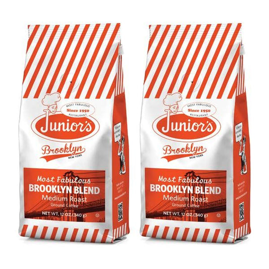  Junior's Most Fabulous Brooklyn Blend, Medium Roast Ground Coffee, 2/12 Oz Bags 