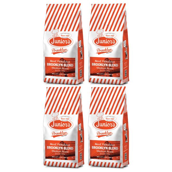 Junior's Most Fabulous Brooklyn Blend, Medium Roast Ground Coffee, 4/12 Oz Bags 
