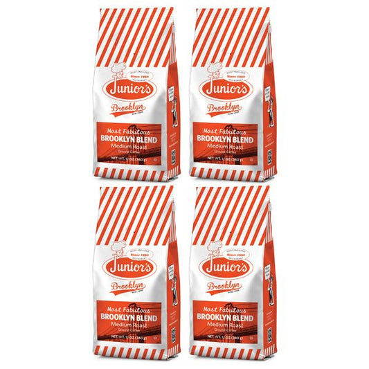  Junior's Most Fabulous Brooklyn Blend, Medium Roast Ground Coffee, 4/12 Oz Bags 