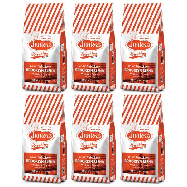  Junior's Most Fabulous Brooklyn Blend, Medium Roast Ground Coffee, 6/12 Oz Bags 