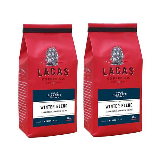  Lacas Coffee Company, Winter Blend, Medium Fine Ground Coffee, 2/12oz Bags