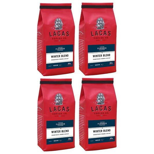  Lacas Coffee Company, Winter Blend, Medium Fine Ground Coffee, 4/12oz Bags