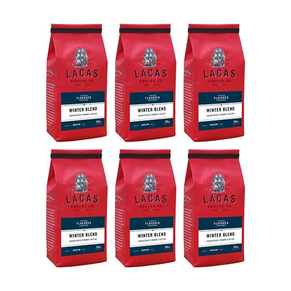  Lacas Coffee Company, Winter Blend, Medium Fine Ground Coffee, 6/12oz Bags