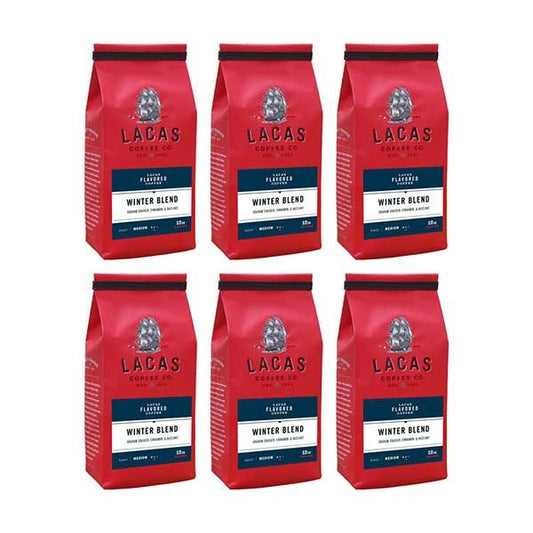  Lacas Coffee Company, Winter Blend, Medium Fine Ground Coffee, 6/12oz Bags