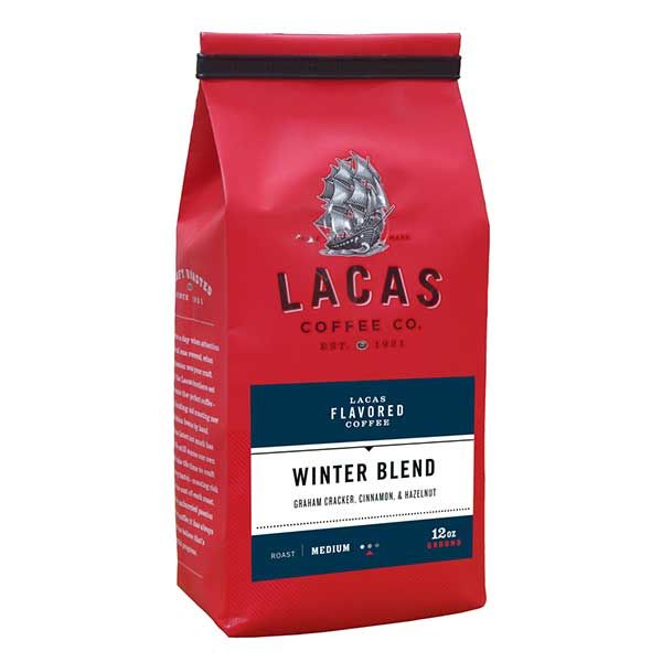  Lacas Coffee Company, Winter Blend, Medium Fine Ground Coffee, 2/12oz Bags