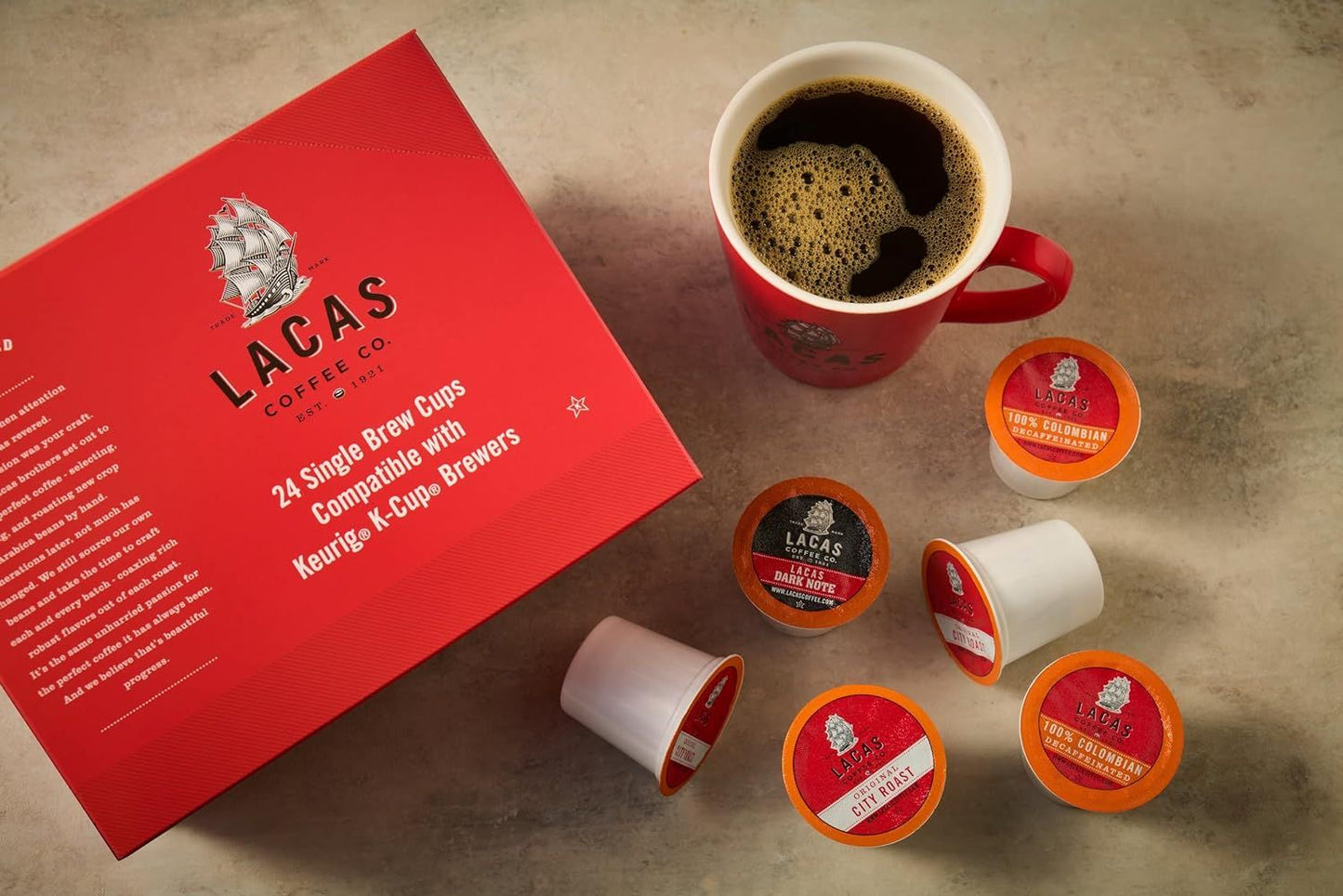  Lacas Coffee Single Serve Cups, 24 Count(100% Colombian Decaf)