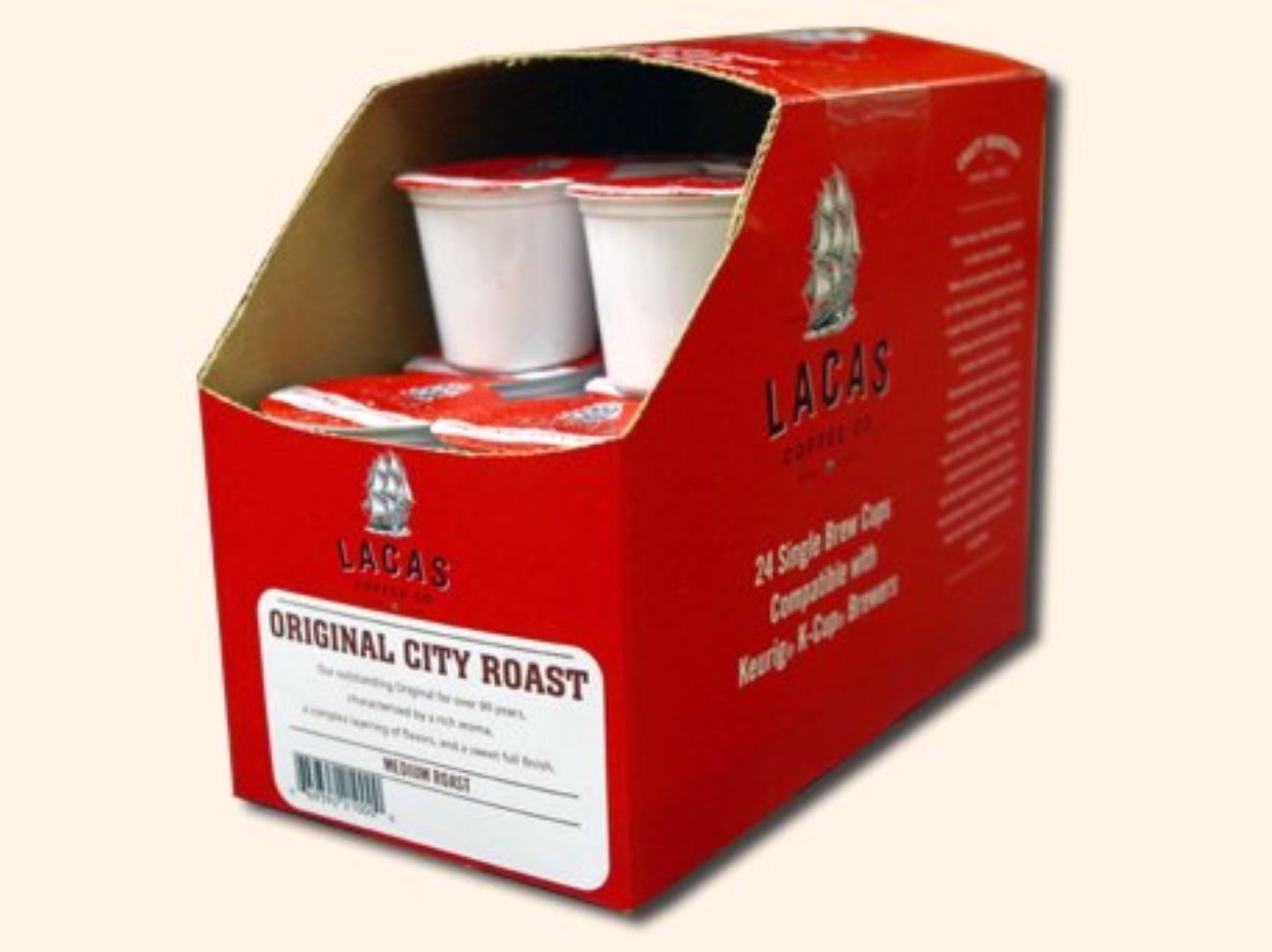  Lacas Coffee Single Serve Cups, 24 Count (Original City Roast)