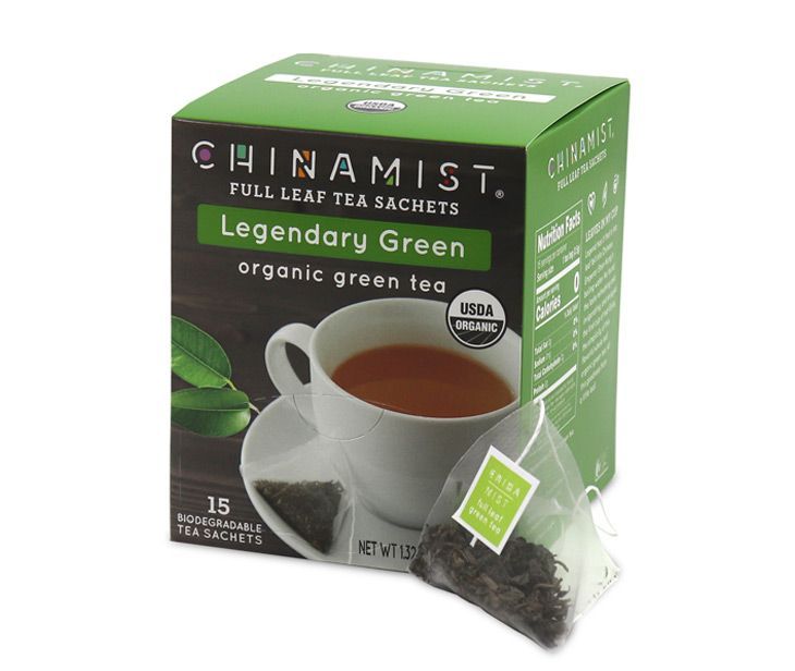  China Mist - Legendary Green Organic Black Full Leaf Tea Sachet, 4 Boxes 15 Count 