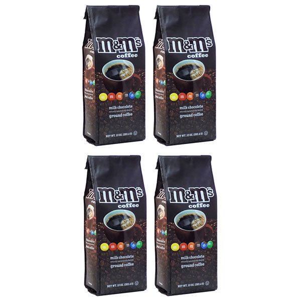  M&Ms Milk Chocolate, Naturally And Artificially Flavored Ground Coffee, (4 Bags/10 Oz)