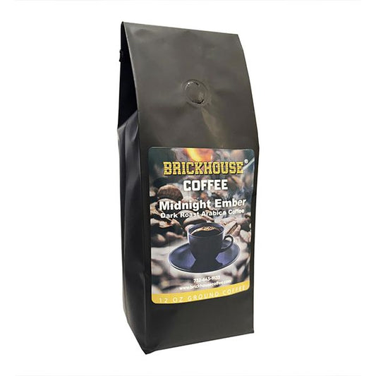  Brickhouse Coffee Midnight Ember Dark Roast, 100% Arabica Ground Coffee, Bold & Smoky Flavor, 2 X 12oz Bags