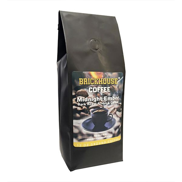  Brickhouse Coffee Midnight Ember Dark Roast, 100% Arabica Ground Coffee, Bold & Smoky Flavor, 6 X 12oz Bags