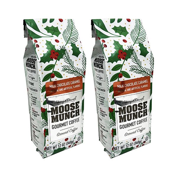  Moose Munch Milk Chocolate Caramel Coffee, Limited Edition Holiday Bags, 2x12oz