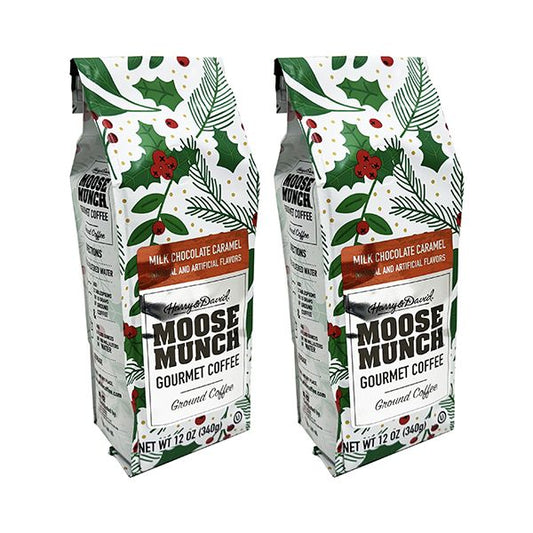  Moose Munch Milk Chocolate Caramel Coffee, Limited Edition Holiday Bags, 2x12oz