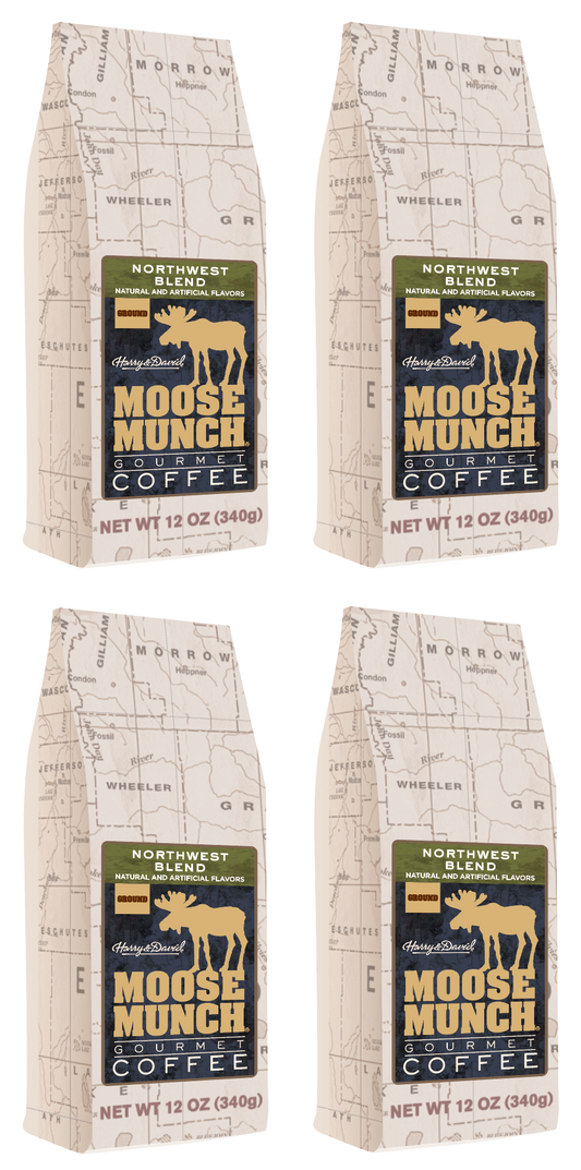  Harry & David Northwest Blend Moose Munch Ground Coffee - 4 Bags (12 Oz Each)