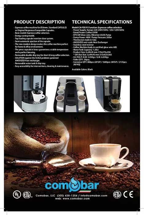  Comobar Fox Machine Bundle, With Espresso And Espresso Cups