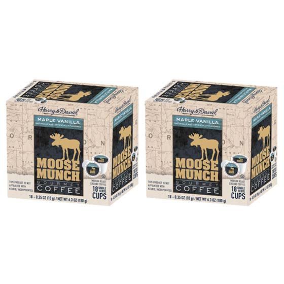  Moose Munch Maple Vanilla Single Serve Coffee By Harry & David, 2/18 Count