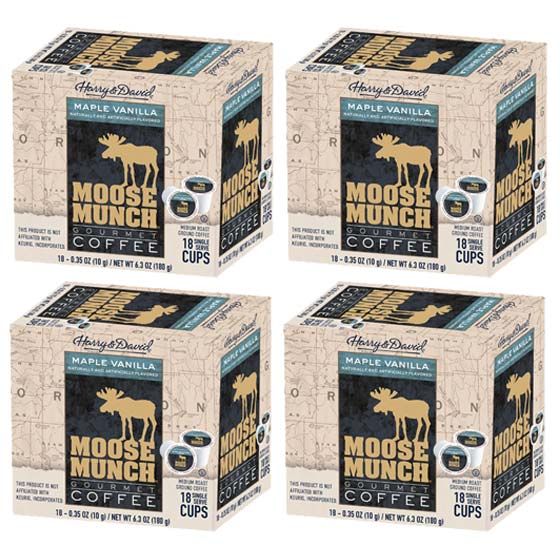  Moose Munch Maple Vanilla Single Serve Coffee By Harry & David, 4/18 Count