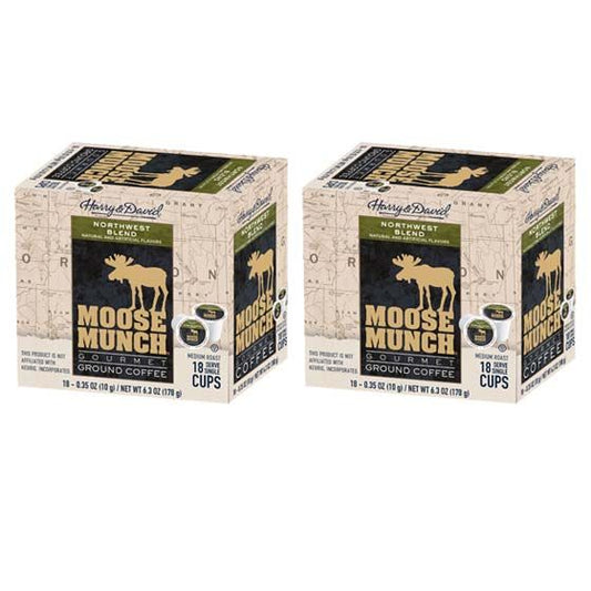  Moose Munch Northwest Blend Coffee Single Serve Cups By Harry & David 2/18 Count