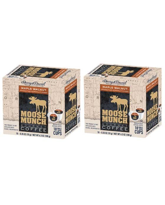  Moose Munch Single Serve Coffee By Harry & David, Maple Walnut, 2/18 Count