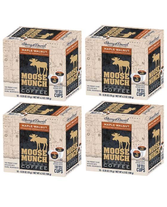  Moose Munch Single Serve Coffee By Harry & David, Maple Walnut, 4/18 Count