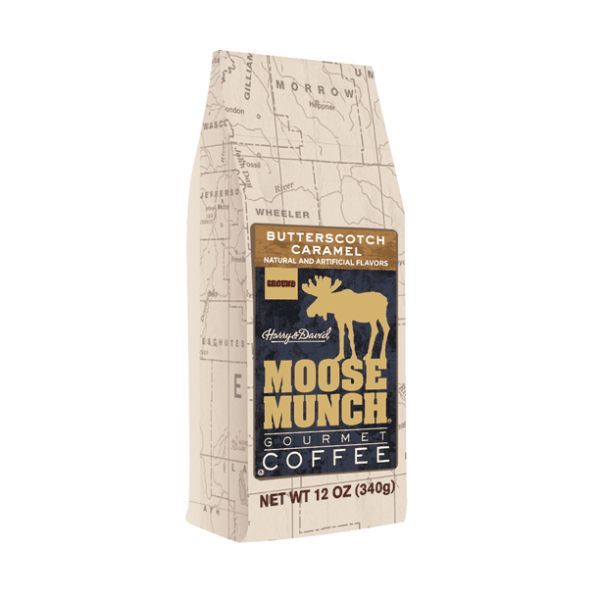  Moose Munch By Harry & David, Butterscotch Caramel Ground Coffee, 6/12 Oz Bags