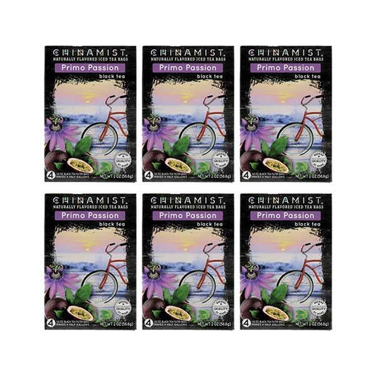  China Mist Naturally Flavored Primo Passion Iced Tea Bags, 4-Count Box, 6-Pack (Each Bag Yields 1/2 Gallon)