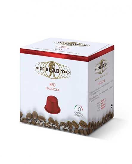  Miscela D'Oro Nespresso Compatible Capsules, Red, 10/10 Ct