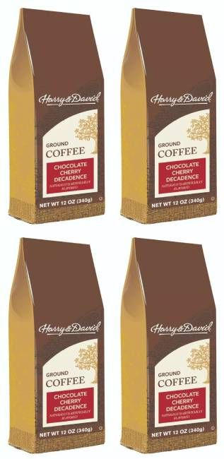  Harry & David Gourmet Ground Coffee, Chocolate Cherry Decadence, 4/12 Oz Bags