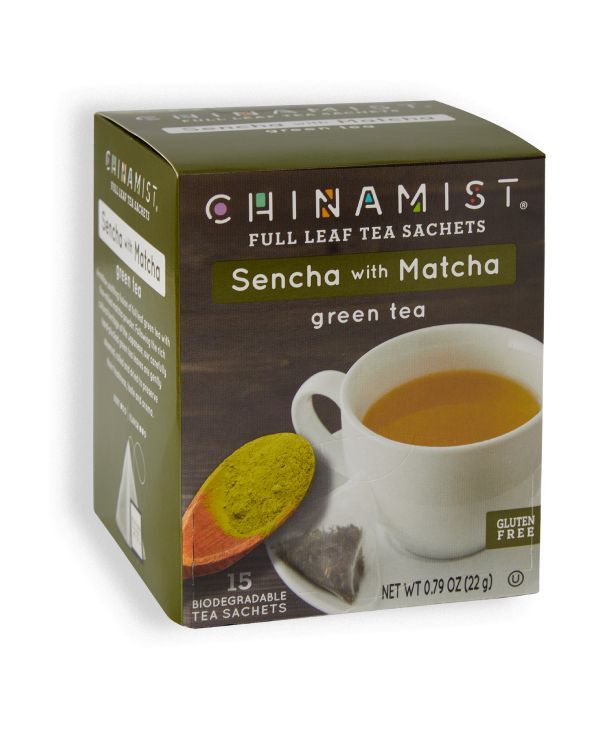  China Mist Sencha With Matcha Green Tea Sachets, 2 Boxes 15 Count Each - Biodegradable And Individually Wrapped