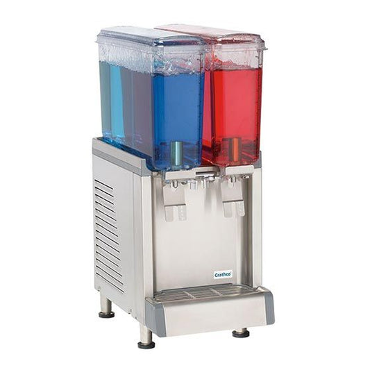  Crathco Mini CS-2E-16 Simplicity Bubbler Series Double 2.4 Gallon Bowl Premix Cold Beverage Dispenser With Agitation Function