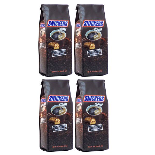  Snickers Caramel, Peanuts, Nougat And Chocolate, Naturally And Artificially Flavored Ground Coffee, 4/10 Oz Bags