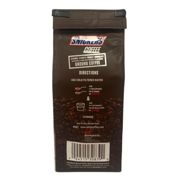  Snickers Caramel, Peanuts, Nougat And Chocolate, Naturally And Artificially Flavored Ground Coffee, 4/10 Oz Bags