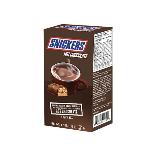  Snickers Hot Chocolate Sticks - Caramel, Peanuts, Nougat & Chocolate - 6 Pack Box