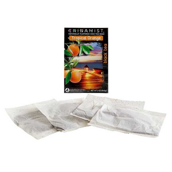  China Mist Naturally Flavored Tropical Orange Iced Tea Bags, 4-Count Box, 6-Pack (Each Bag Yields 1/2 Gallon)
