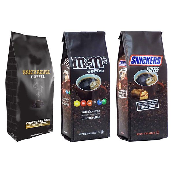  Ultimate Chocolate Ground Coffee Collection: Brickhouse, M&M's & Snickers - 32 Oz
