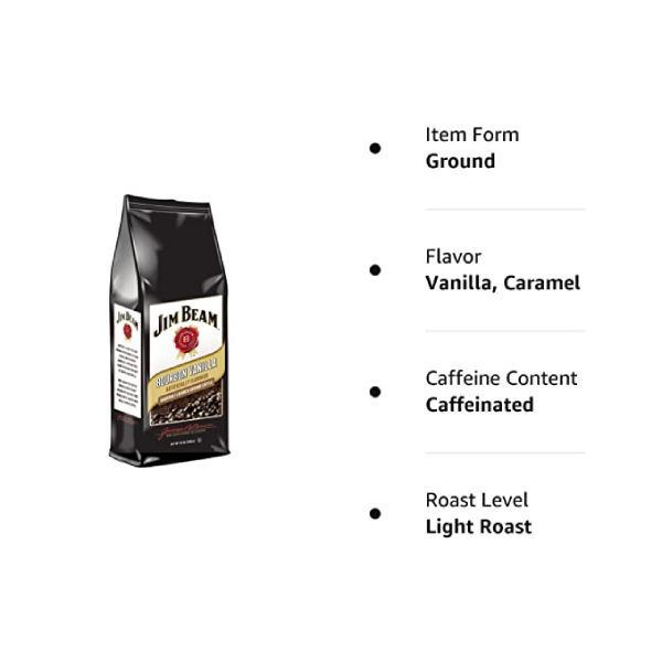  Jim Beam Bourbon Vanilla Bourbon Flavored Ground Coffee, 1 Bag (12 Oz)